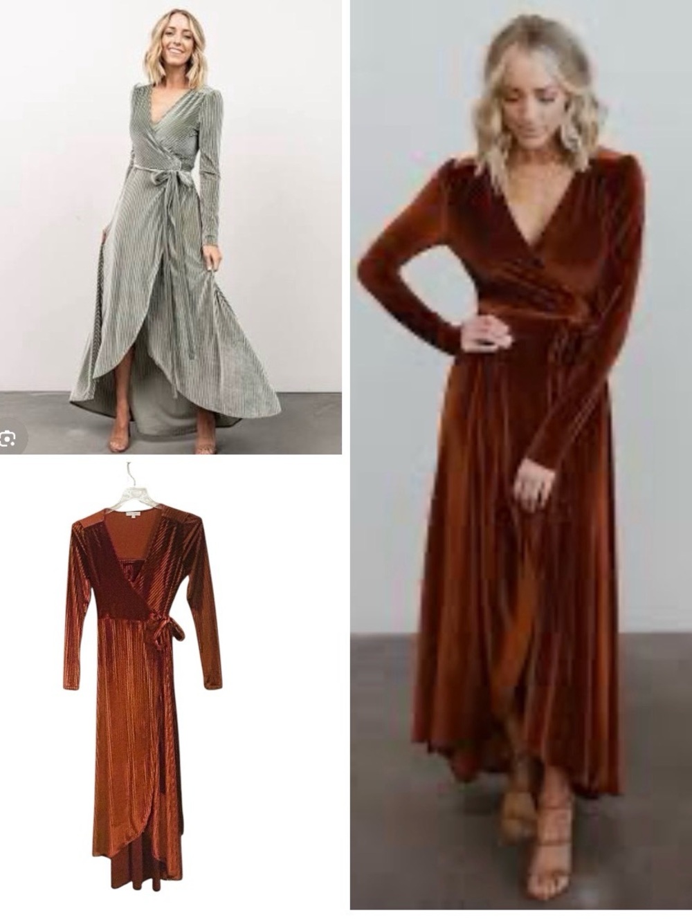 Baltic Born copper velvet wrap maxi dress